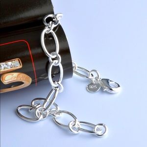 925 Sterling Silver Round Chain Cuff Bracelet-NWT